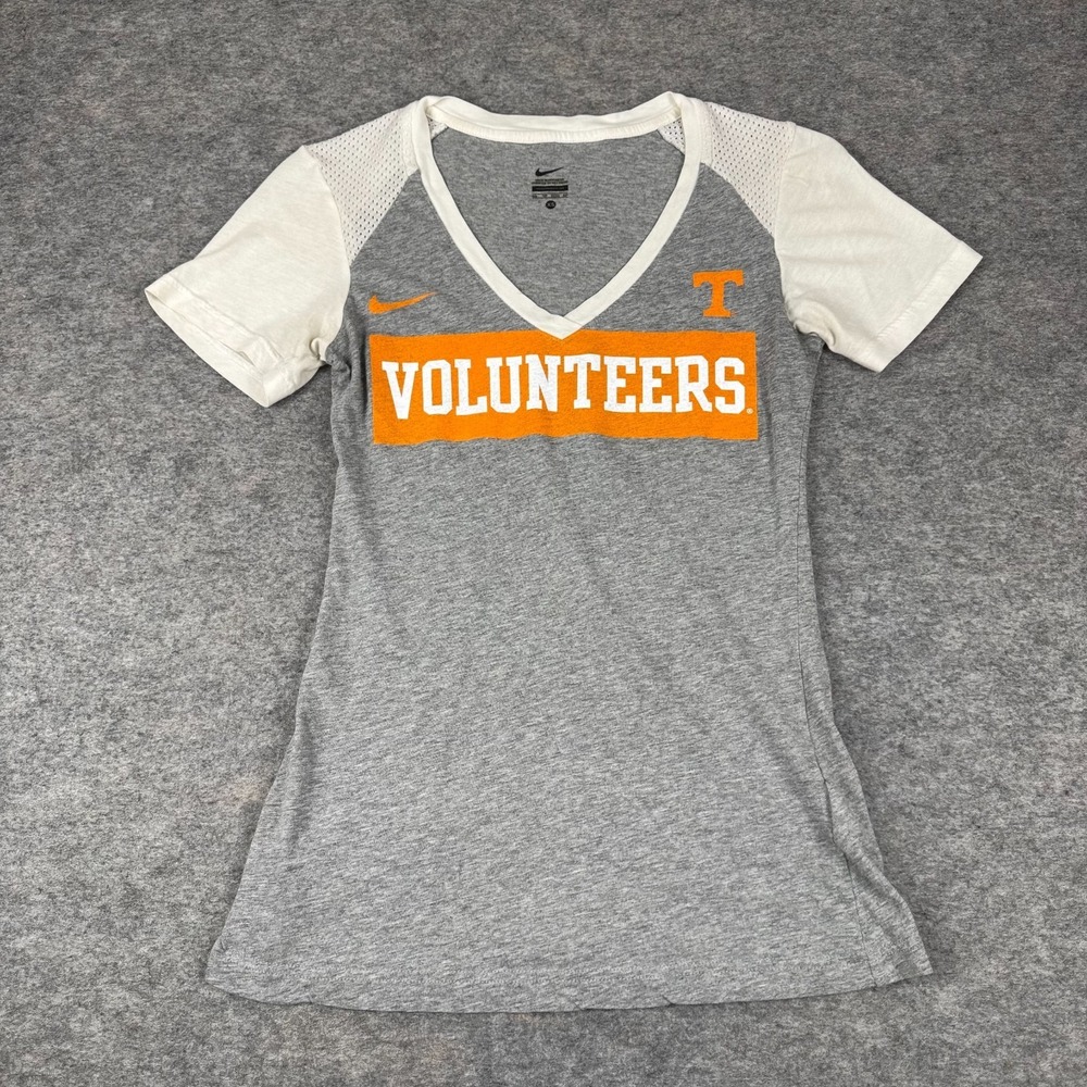 Nike Tennessee‎ Volunteers Vols T-Shirt V-Neck Cotton Gray Womens XS